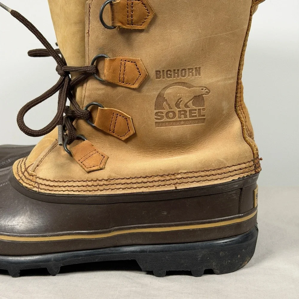 Sorel Bighorn Boots Mens‎ Size 11 Brown Leather Waterproof Insulated Snow Winter